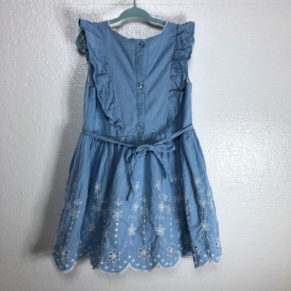 Little Lass Blue Dress With White Flowers Girls Toddler Size 5 - Picture 2 of 9
